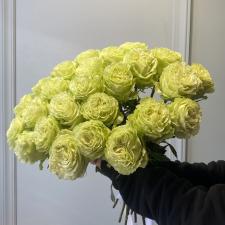 Букет из 25 бело-зеленых роз 1990
